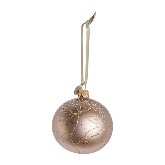 Lene Bjerre Cadelia Weihnachtskugel Holz Ø8cm Powder-light gold