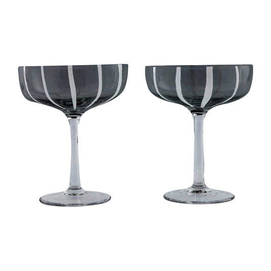 OYOY Mizu coupe Champagnerglas 2er Pack Grey-white