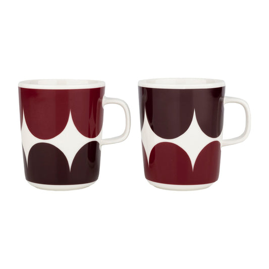 Marimekko Härkä mugg 25 cl 2-pack white-dark wine-dark red