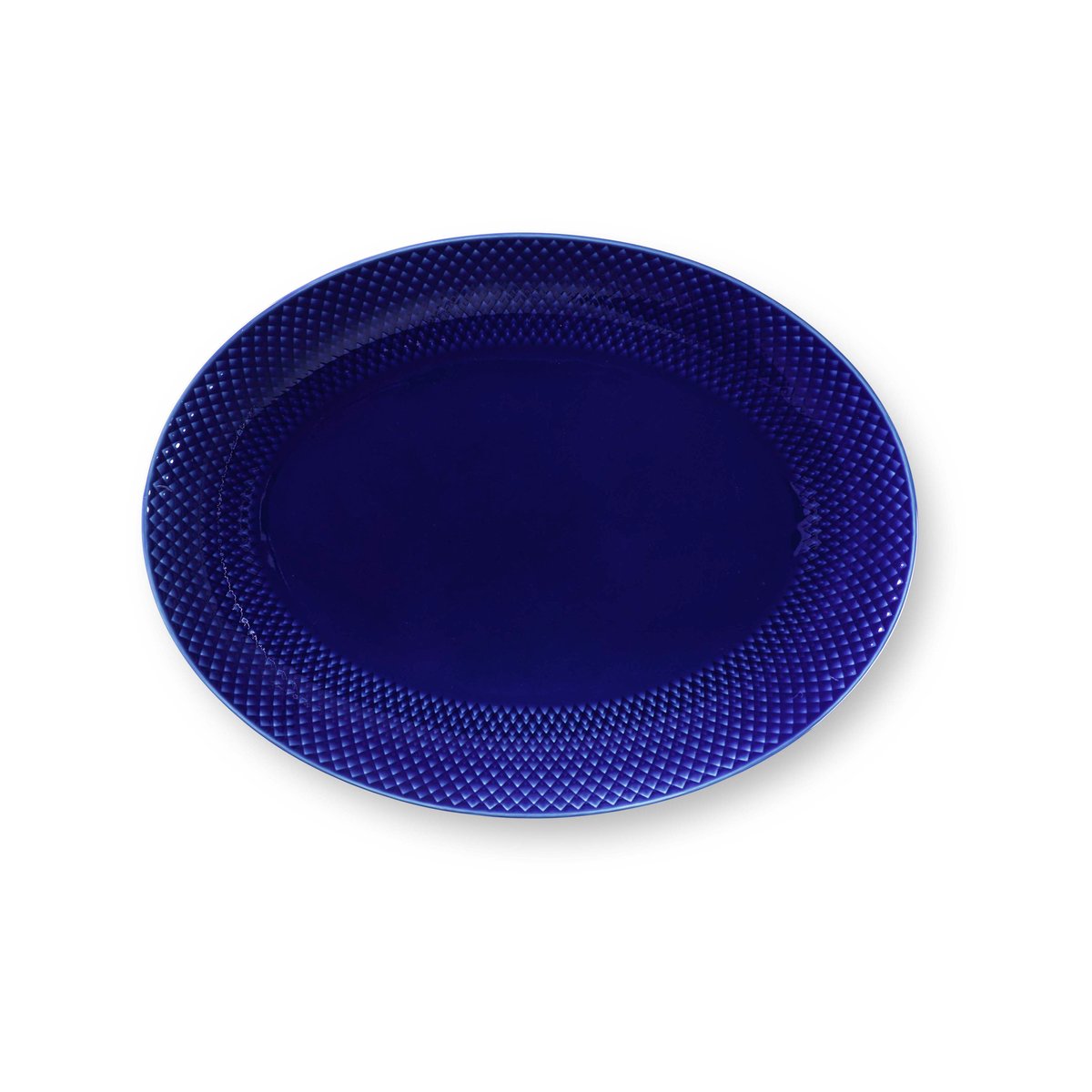 Lyngby Porcelæn Rhombe serveringsfat ovalt 35x26,5 cm Mörkblå