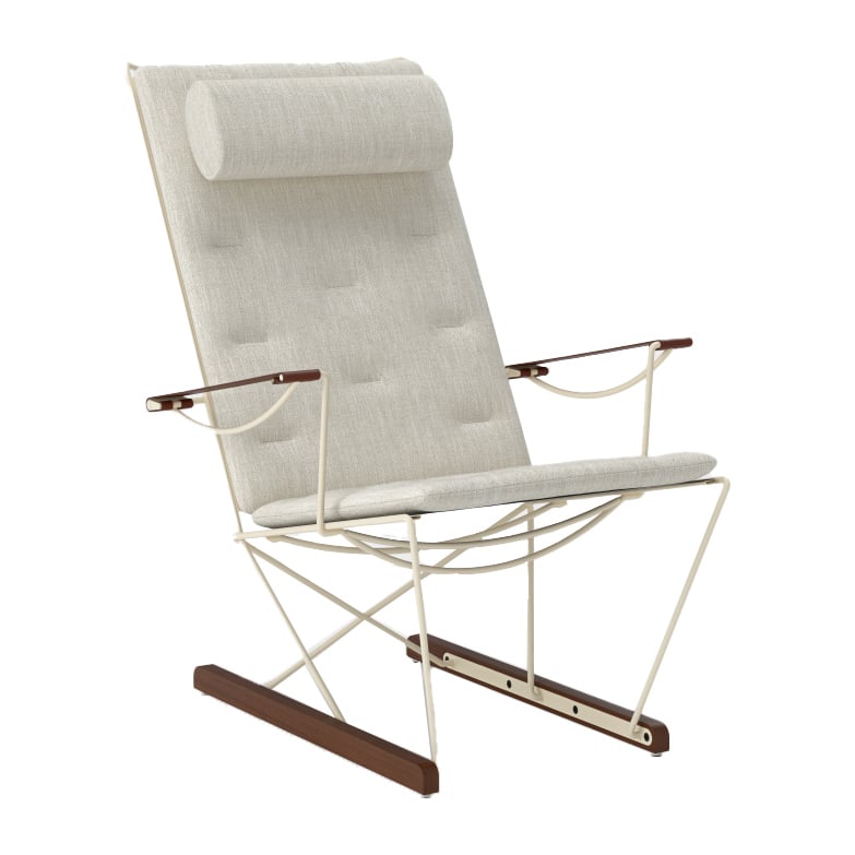 Massproductions Spark Lounge Chair, ivory-valnötsbetsad bok Romo Ruskin Quill 7757/10