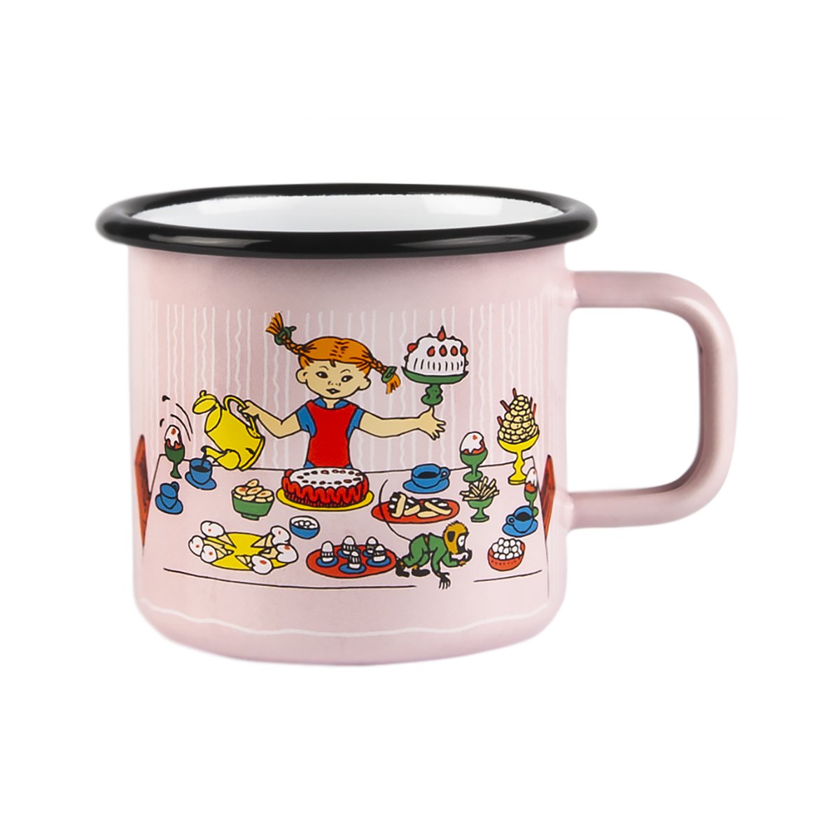 Muurla Pippi's birthday Emaillierte Tasse 3,7 dl Pink