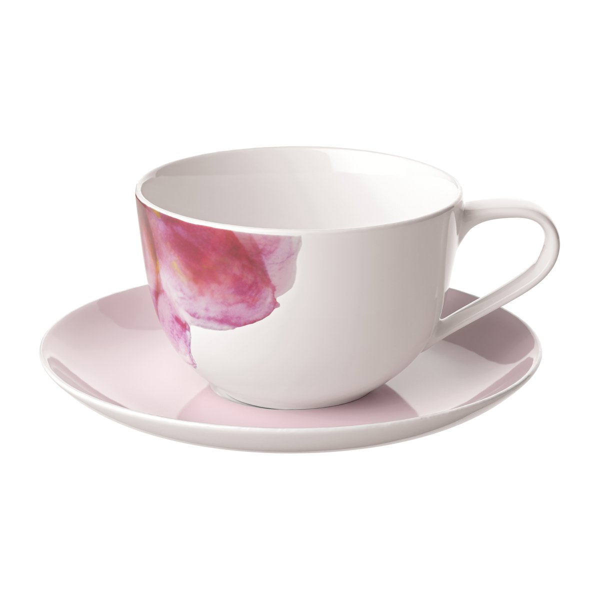 Villeroy & Boch Rose Garden Tasse mit Untertasse Rosa-Weiß