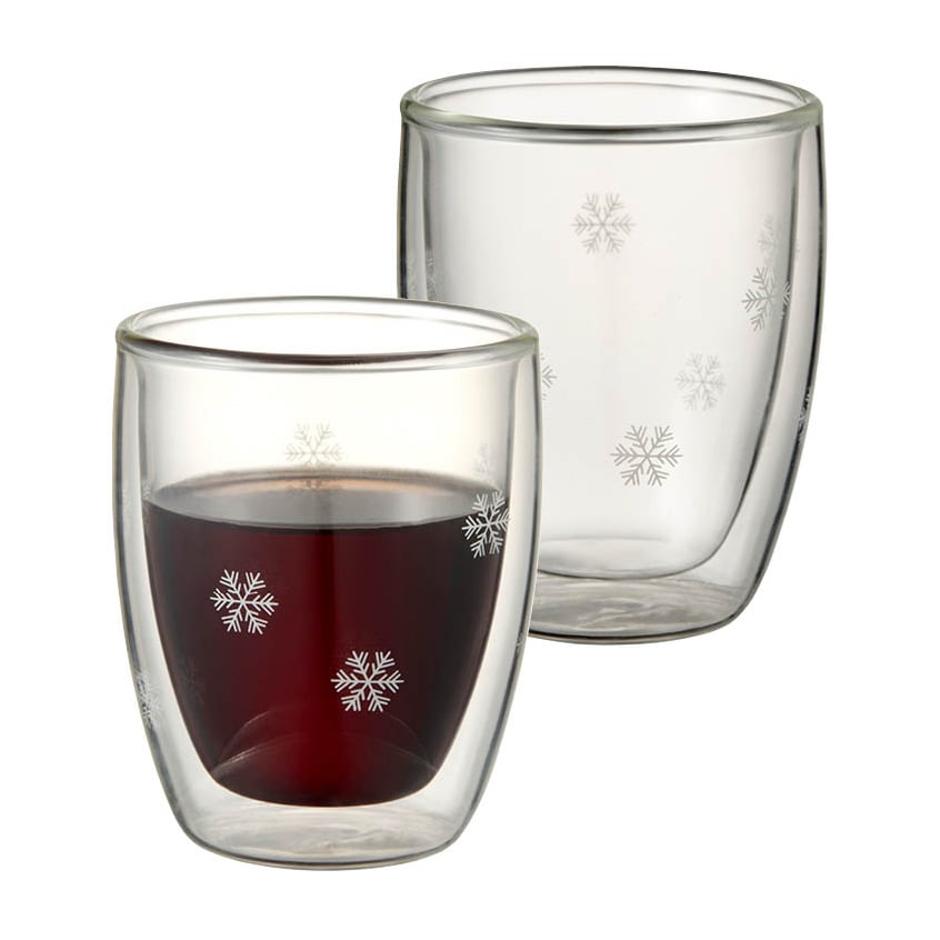 Dorre Schneeflocken doppelwandiges Glas 2er-Pack 13 cl