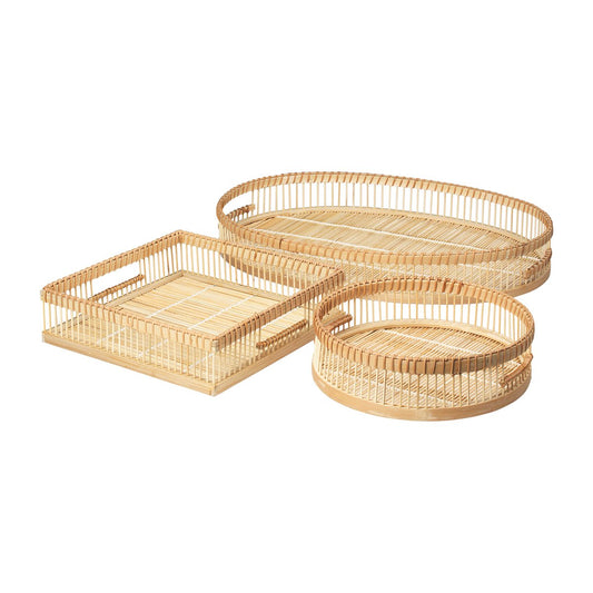 Broste Copenhagen Taro Tablett 3 Teile Rattan