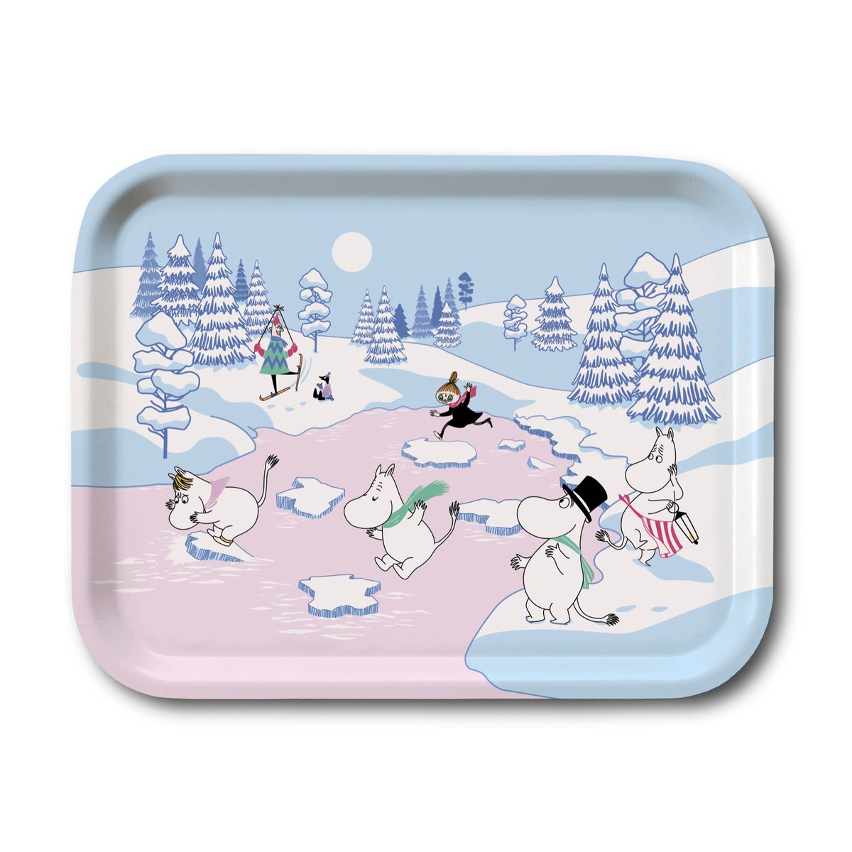 Opto Design Mumin Tablett Winter 2022 20 x 27cm Blau-Weiß-Rosa