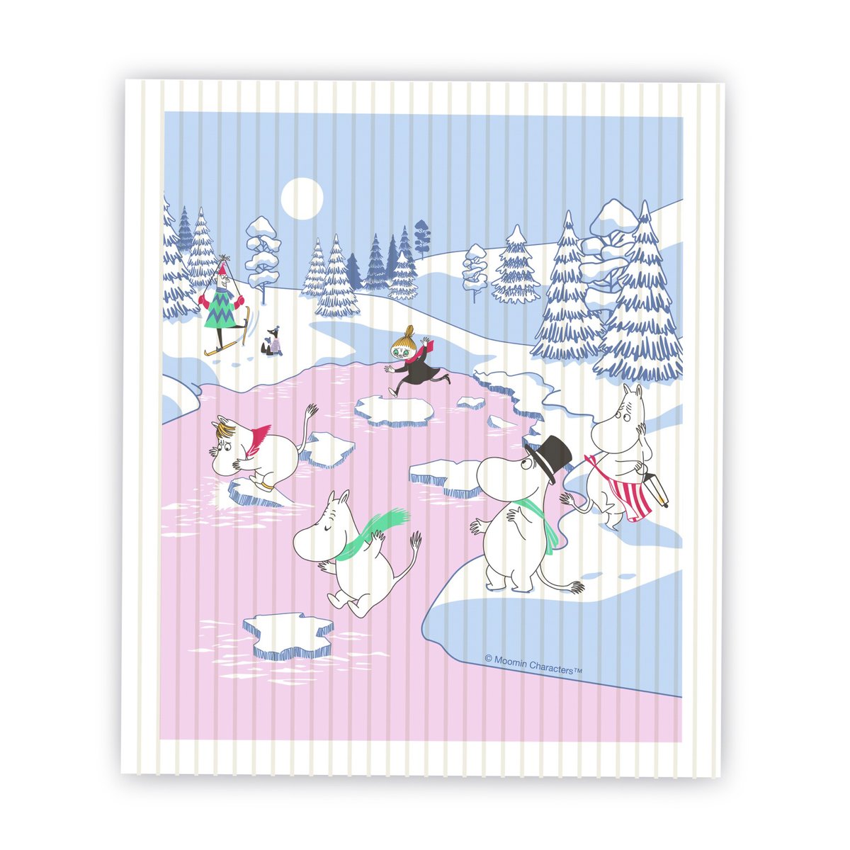 Opto Design Mumin Spüllappen Winter 2022 14,5 x 17cm Blau-Weiß-Rosa