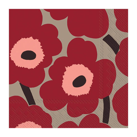 Marimekko Unikko servett 33x33 cm 20-pack Red-linen