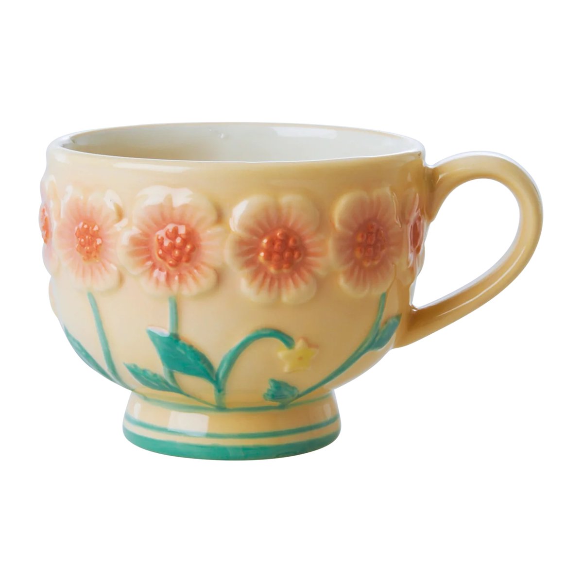 RICE Rice Embossed Flower Keramiktasse 30cl Creme