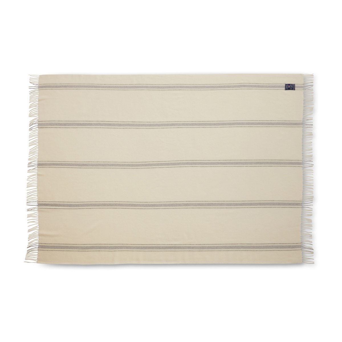 Lexington Striped Recycled Wolldecke 130 x 170cm Offwhite-Grau