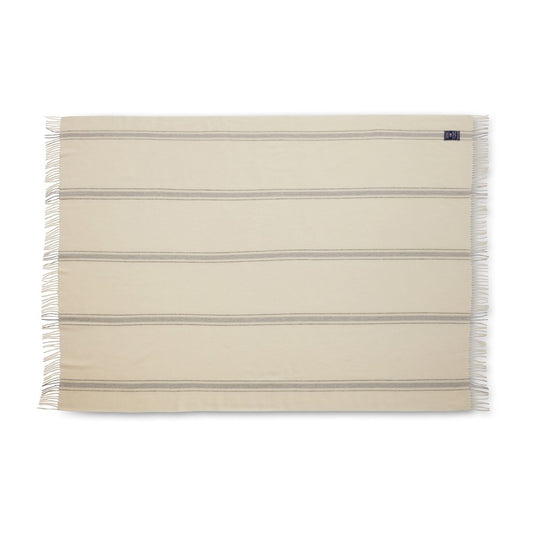 Lexington Striped Recycled Wolldecke 130 x 170cm Offwhite-Grau