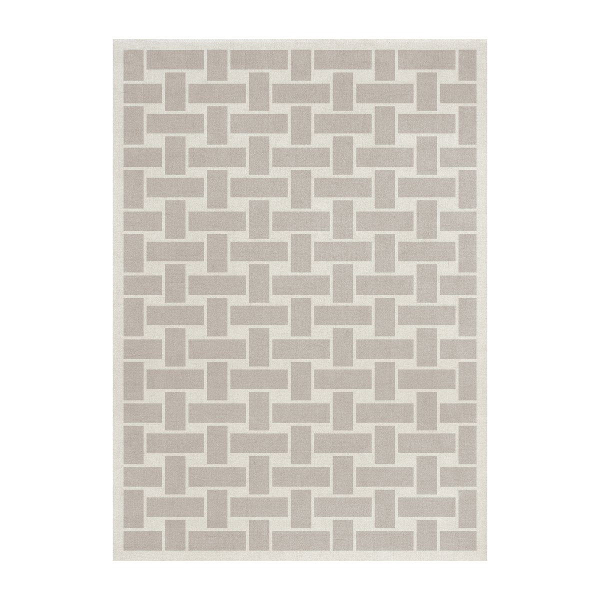 Layered 60S Geo Basket Weave Wollteppich Oatmeal, 180 x 270cm