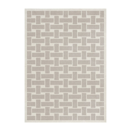 Layered 60S Geo Basket Weave Wollteppich Oatmeal, 300 x 400cm