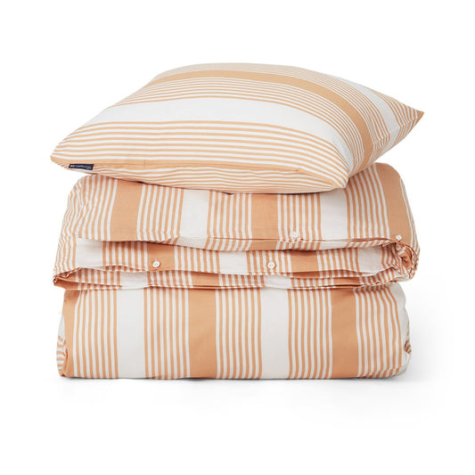 Lexington Striped Cotton Sateen Bettwäsche 150 x 210cm Beige-weiß