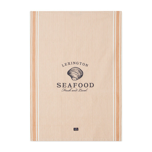 Lexington Seafood Striped & Printed Geschirrtuch 50 x 70cm Beige-weiß