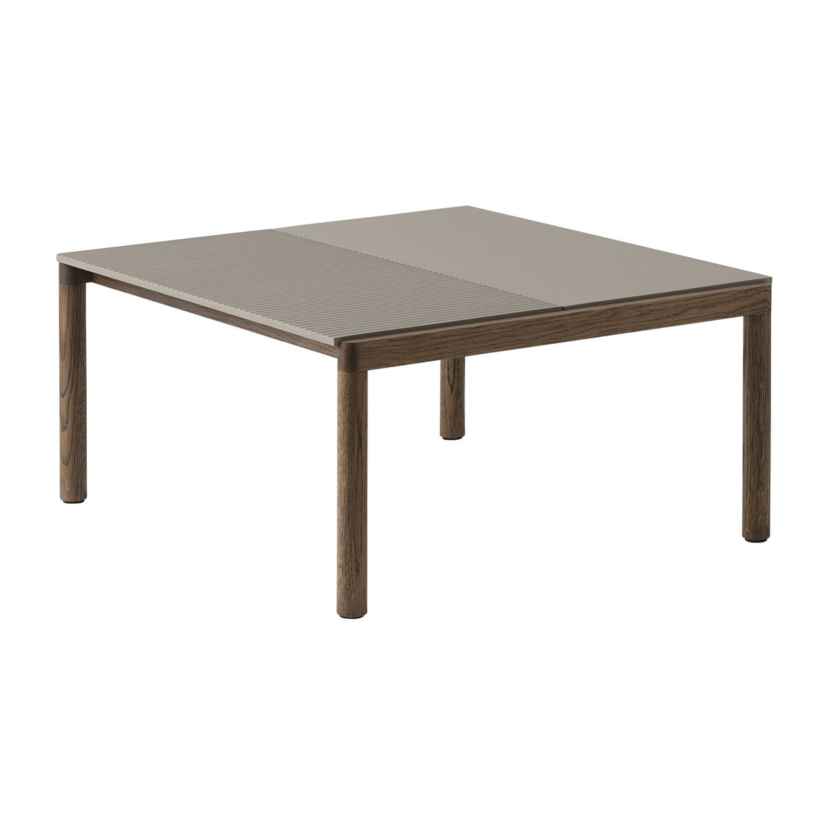 Muuto Couple 1 Plain-1 Wavy Beistelltisch 80 x 84 x 40cm Taupe-dark oiled oak