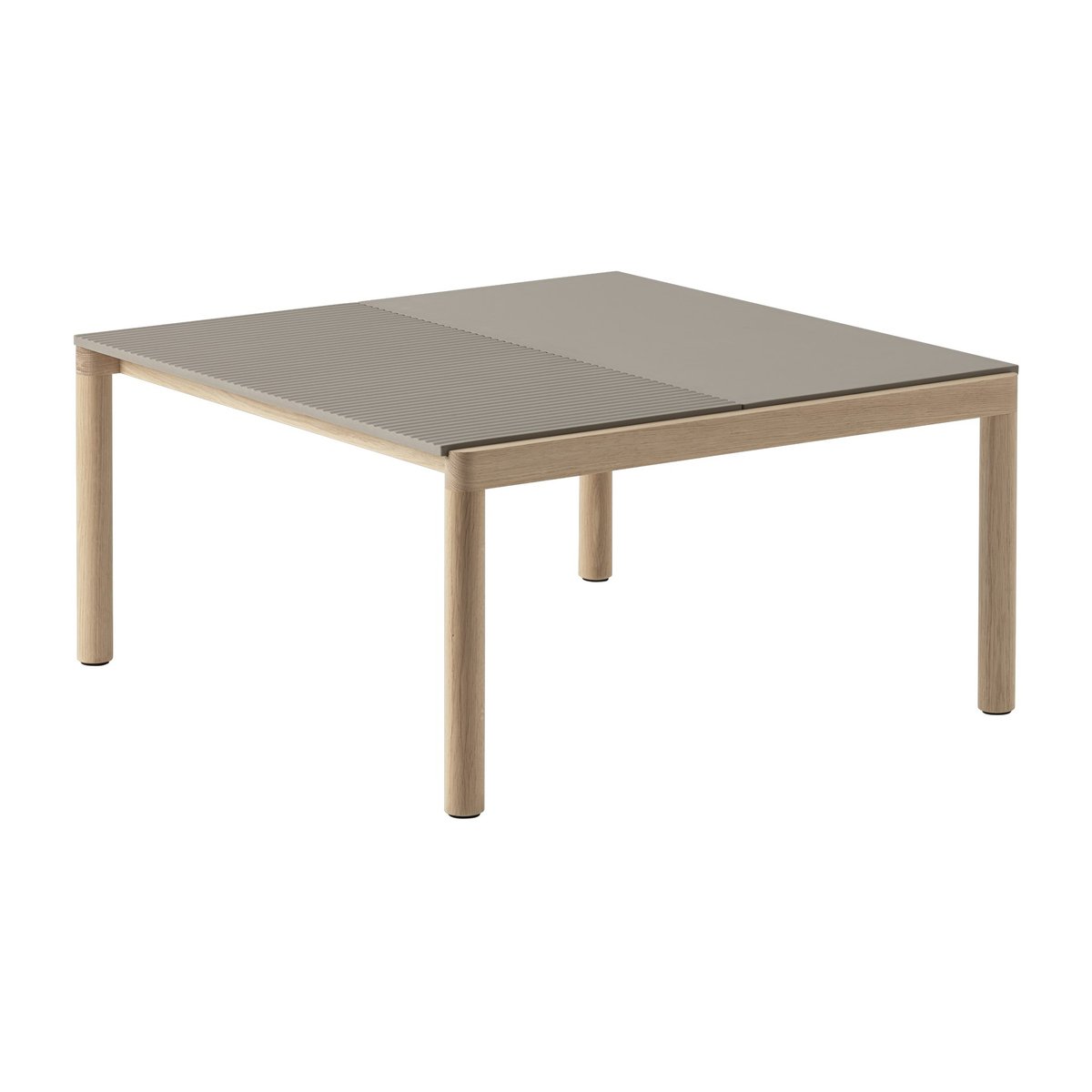 Muuto Couple 1 Plain-1 Wavy Beistelltisch 80 x 84 x 40cm Taupe-oak