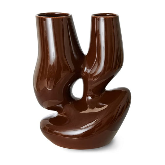 HKliving Ceramic organic Vase large 25cm Espresso