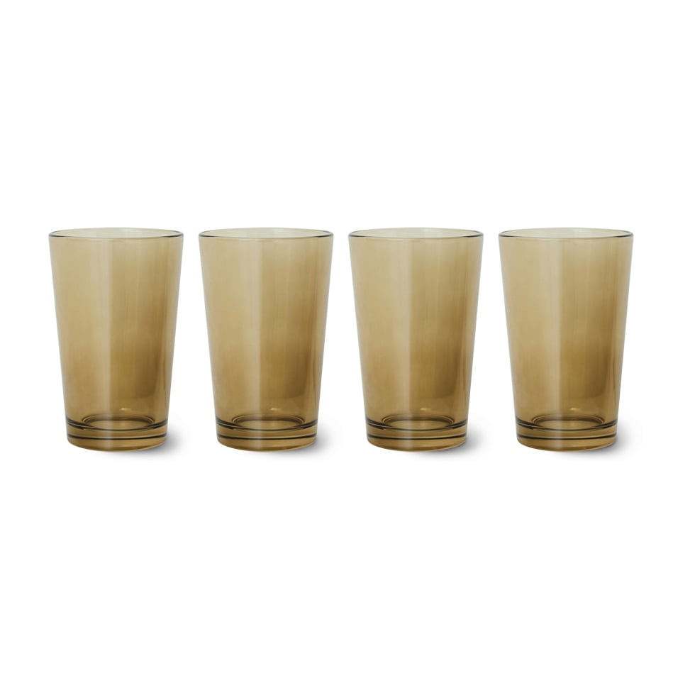 HKliving 70's glassware Teeglas 20 cl 4er Pack Mud brown