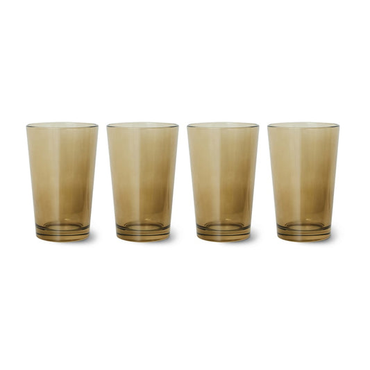 HKliving 70's glassware Teeglas 20 cl 4er Pack Mud brown