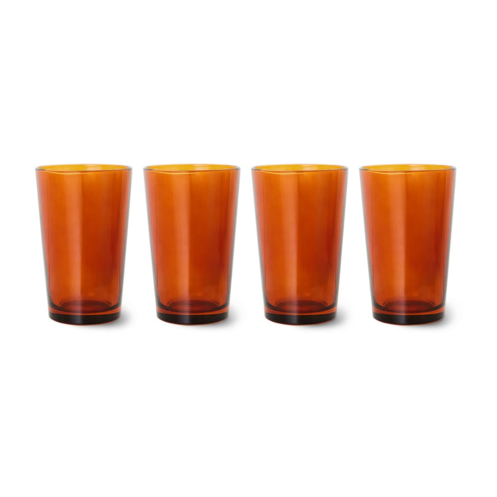 HKliving 70's glassware Teeglas 20 cl 4er Pack Amber brown