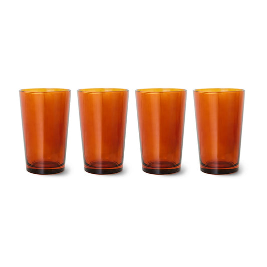 HKliving 70's glassware Teeglas 20 cl 4er Pack Amber brown