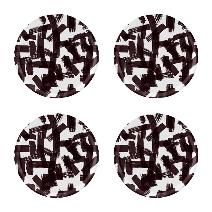 Åry Home Kryss glasunderlägg Ø11 cm 4-pack Black-white