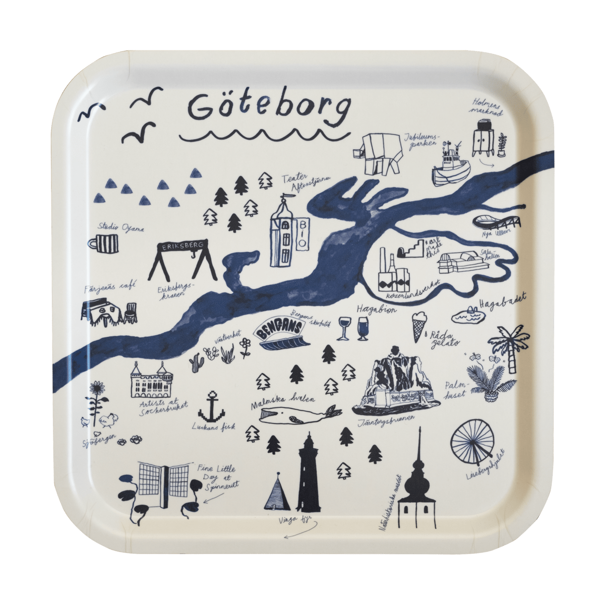 Fine Little Day Gothenburg bricka 32x32 cm White-Blue