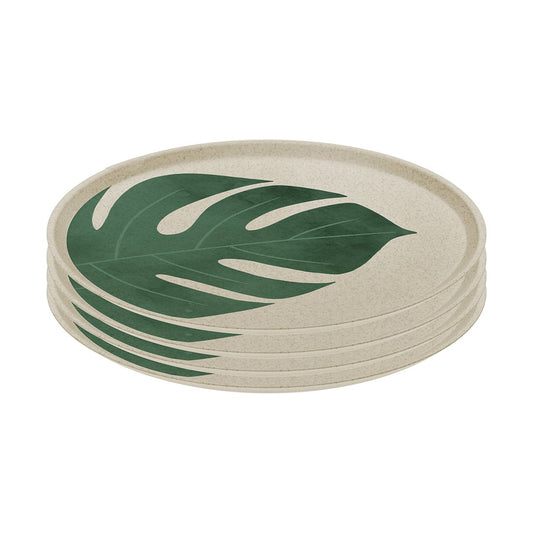 Koziol Connect tallrik Ø25,5 cm 4-pack Monstera leaf