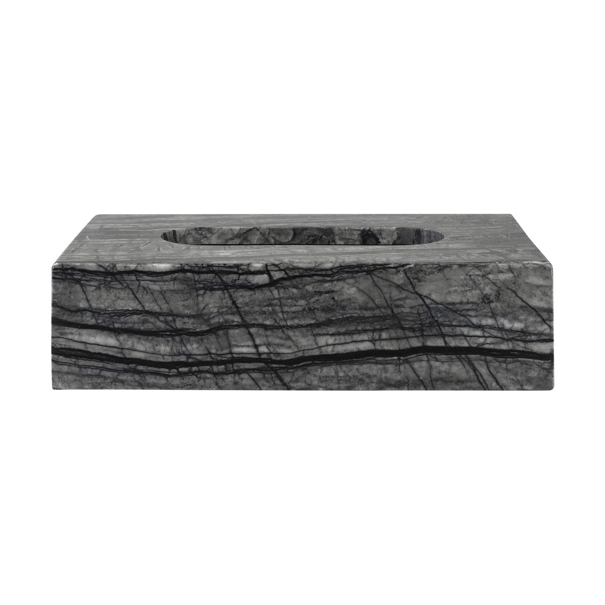 Mette Ditmer Marble näsdukslåda 14x25,5 cm Svart-grå