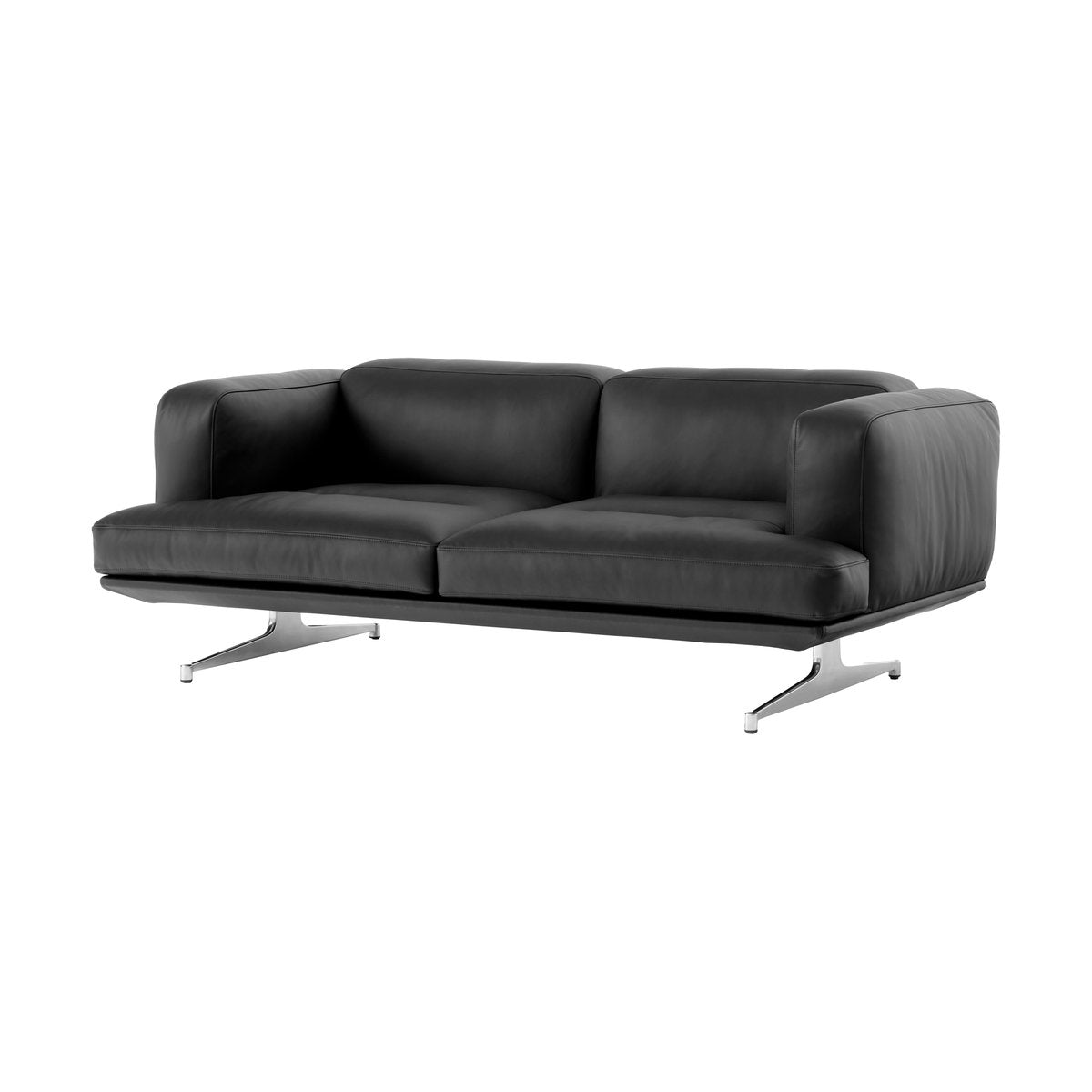 &Tradition Inland AV22 Sofa 2-Sitzer Noble Leder schwarz-polished alu