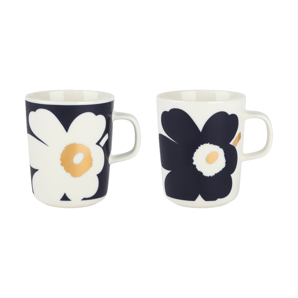 Marimekko Juhla Unikko mugg 25 cl 2-pack White-dark blue-gold