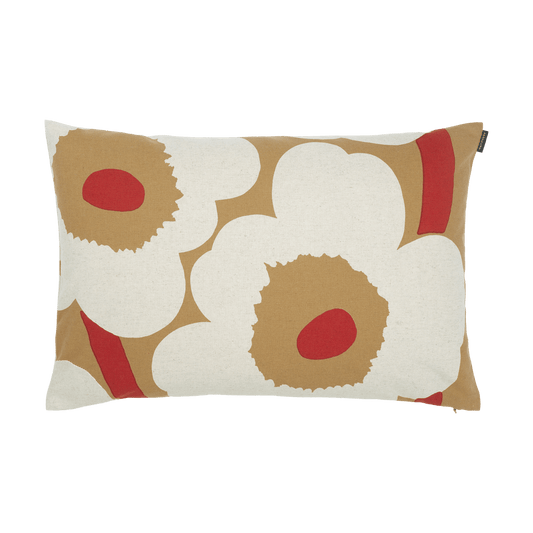 Marimekko Unikko kuddfodral bomull-linne 40x60 cm Brown-linen-red