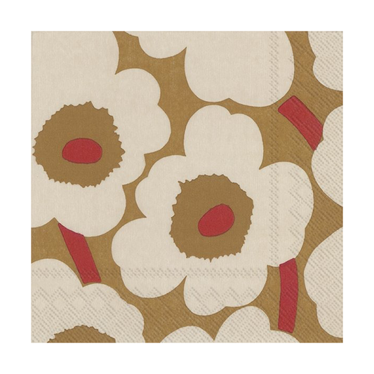 Marimekko Unikko servett 33x33 cm 20-pack Dark cream-red