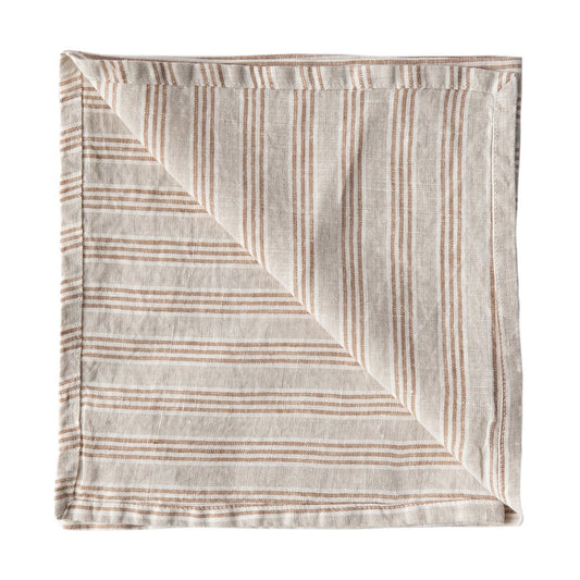 Tell Me More Washed linen tygservett 45x45 cm Hazelnut stripe