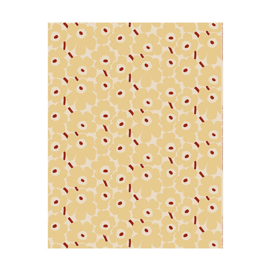 Marimekko Pieni Unikko tyg bomull Cotton-butter yellow-d.red