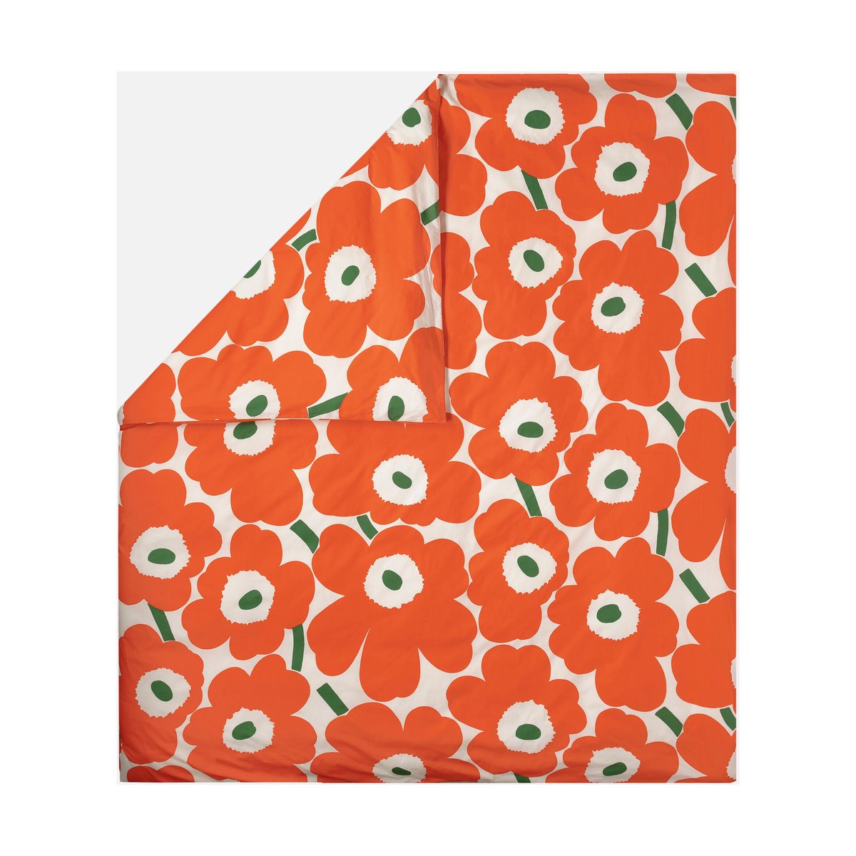 Marimekko Unikko påslakan 220x240 cm Off white-orange-green