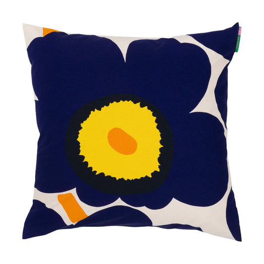 Marimekko Unikko 60-årsjubileum kuddfodral 50x50 cm Cotton-d. blue-yellow-orange