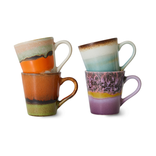 HKliving 70's Espresso Tasse 4er Pack Retro