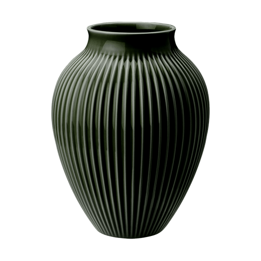 Knabstrup Keramik Knabstrup Vase geriffelt 27cm Dark green