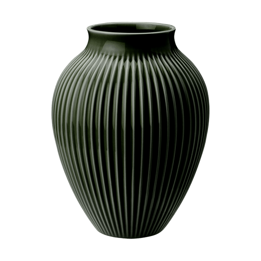 Knabstrup Keramik Knabstrup Vase geriffelt 20cm Dark green