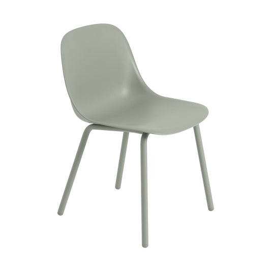 Muuto Fiber Outdoor side chair Stuhl mit Stahlbeinen Dusty green