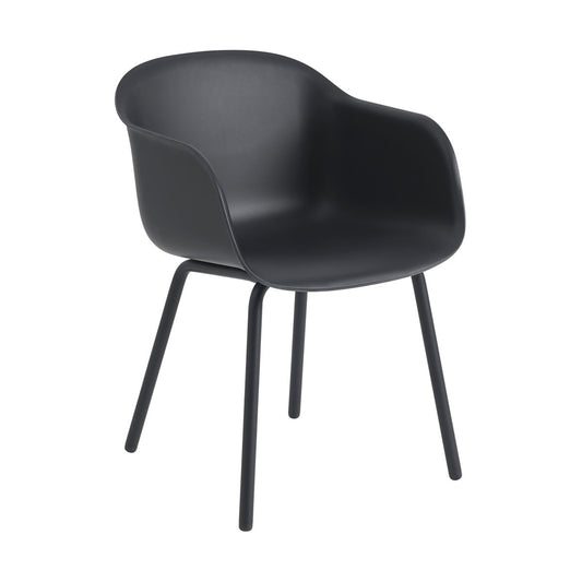 Muuto Fiber Outdoor Armchair mit Stahlbeinen Anthracite black (plastic)