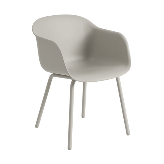 Muuto Fiber Outdoor Armchair mit Stahlbeinen Grey (plastic)