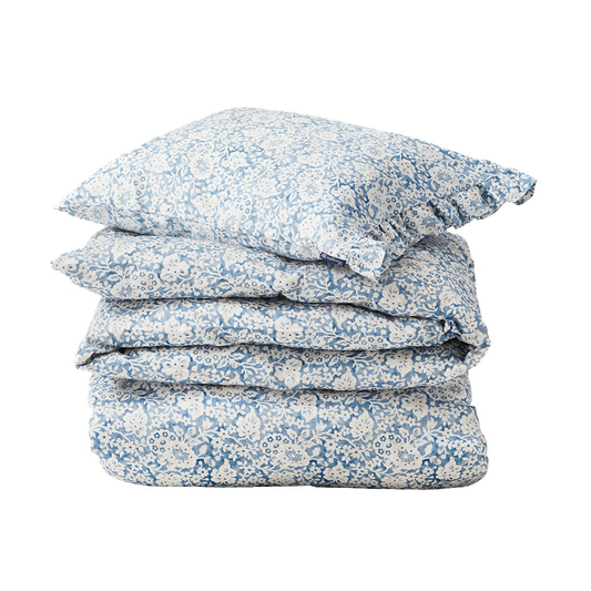 Lexington Blue Floral Printed Cotton Sateen Bettwäscheset 50x60 cm, 150x210 cm