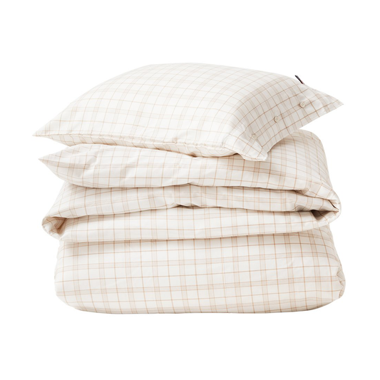 Lexington White/Beige Checked Lyocell/Cotton Bettwäscheset 50x60 cm, 150x210 cm