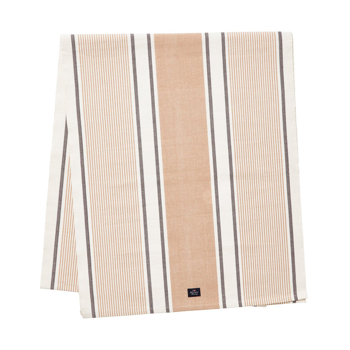 Lexington Striped Organic Cotton Läufer 50x250 cm White-beige