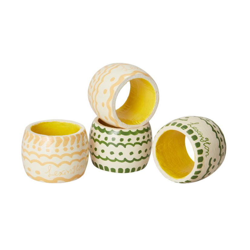 Lexington Easter Ring in Wood Serviettenring 4er-Pack Green-yellow