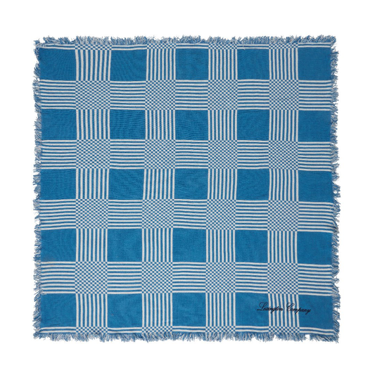 Lexington Checked Recycled Cotton Picknickdecke 150x150 cm Blue