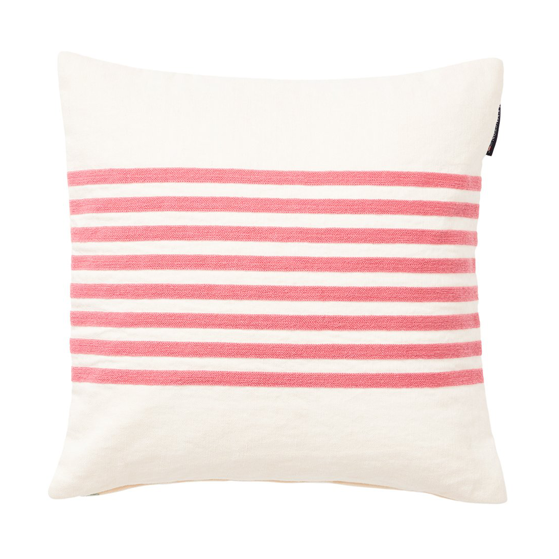 Lexington Emboidery Striped Linen/Cotton Kissenbezug 50x50 cm Off White-red